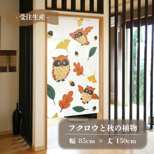 Japanese Noren Curtain Owl Lucky Charm Made in Japan