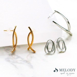 钛耳针耳环（水钻） 宝石 条纹/线条 日本制造