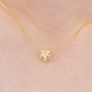 Gold Chain Necklace Flower Jewelry Simple Made in Japan