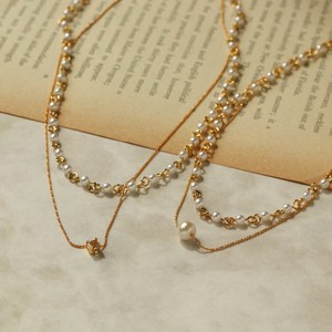 Pearls/Moon Stone Gold Chain Pearl Necklace Jewelry Formal Made in Japan