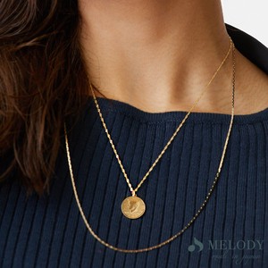 Pearls/Moon Stone Gold Chain Necklace Layered Jewelry Simple Made in Japan