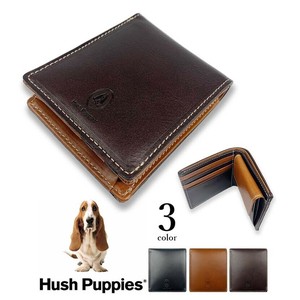全3色　Hush Puppies ハッシュパピー リアルレザー バイカラー 二つ折り財布 ウォレット 本革(hp0345)