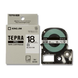 SS18K　テプラテープ　18mm　白テープ黒字