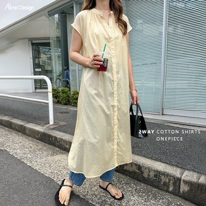 Casual Dress Flare French Sleeve Band Collar