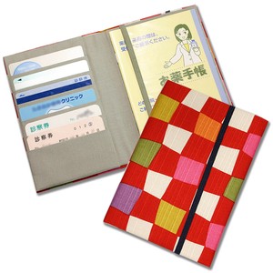 Business Card Holder Red Japanese Pattern Checkered