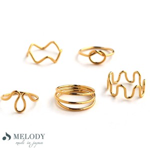 Gold-Based Ring Wave Rings Jewelry Made in Japan