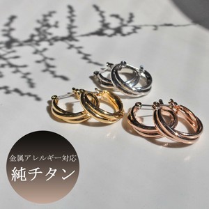 日本製 ジュエリー クリップ ピアス イヤリング シンプル フープ キャッチレス トリニティ チタン
