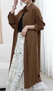 シャツ シャツワンピ アウター 羽織り 長袖   秋  ロングシャツ ロン