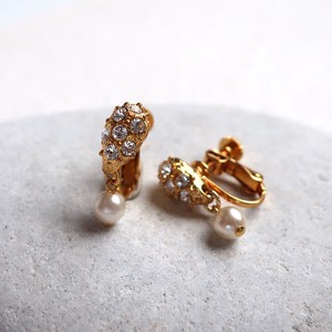 Clip-On Earrings Gold Post Jewelry Made in Japan