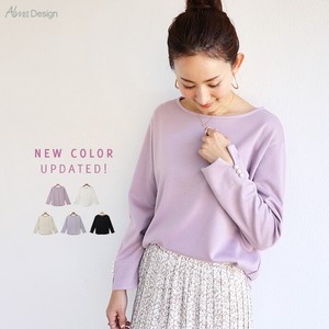 T-shirt Pearl Button Long Sleeves Tops