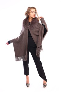 Fur Items Cashmere Knitted Cape Fox
