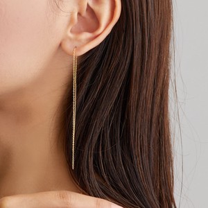金耳针耳环 宝石 长款 简洁 日本制造