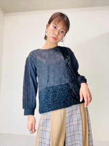 Lace Jacquard Textile Patchwork Pullover