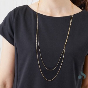 Gold Chain Necklace Pendant Long Jewelry Simple Made in Japan