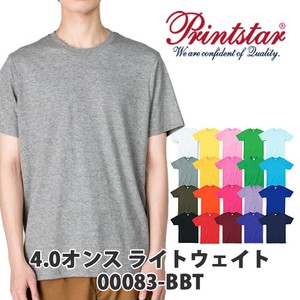 【Printstar｜プリントスター 00083-BBT】無地 4.0oz ライトウェイトTシャツ 1枚入［ユニセックス］