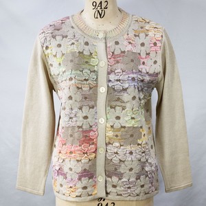 Cardigan Knitted Floral Pattern Cardigan Sweater