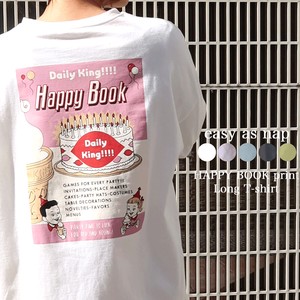 【easy as nap】【2021春新作】HAPPY BOOK プリント 前後差ロングTシャツ