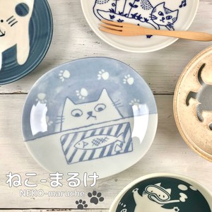 Mino ware Main Plate Cat Pottery M Made in Japan