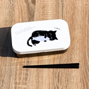 ◆SALE◆【black cat】 弁当箱(仕切付)　ランチボックス　黒ねこ 抗菌<日本製>