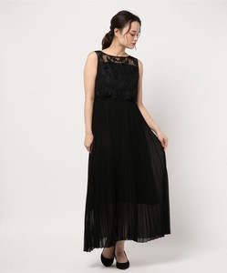 Original Pattern Embroidery Lace Switching Chiffon Pleats Long One-piece Dress Dress