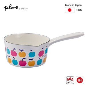 プルーン　ホーローミルクパン15cm「りんごたち」／YJM-103　Enamel Kitchen wear