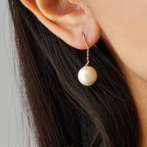 Pierced Earrings Gold Post Gold Pearl Nickel-Free Jewelry M Made in Japan
