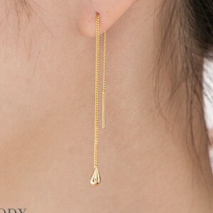 Pierced Earrings Silver Post Long Jewelry Simple Made in Japan