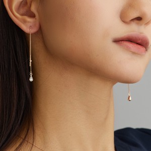 银耳针耳环 宝石 长款 日本制造