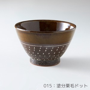 Rikizo 手作りご飯茶碗 クラフトライスボウル 015 塗分栗毛ドット おしゃれ 和食器 飯碗