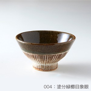 Rikizo 手作りご飯茶碗 クラフトライスボウル 004 (小)塗分緑櫛目象眼 おしゃれ 和食器 飯碗