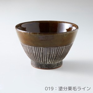 Rikizo 手作りご飯茶碗 クラフトライスボウル 019 塗分栗毛ライン おしゃれ 和食器 飯碗