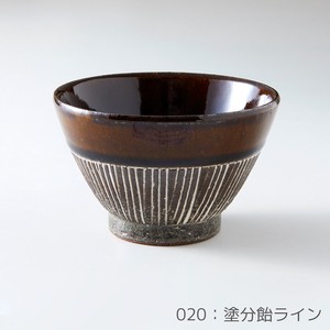 Rikizo 手作りご飯茶碗 クラフトライスボウル 020 塗分飴ライン おしゃれ 和食器 飯碗