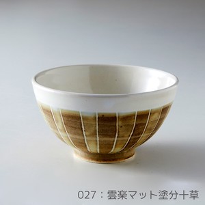 Rikizo 手作りご飯茶碗 クラフトライスボウル 027 雲楽マット塗分十草 おしゃれ 和食器 飯碗