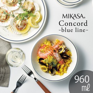 MIKASA ミカサ コンコード ブルーライン シリアルボウル18 おしゃれ 食器 陶器 お皿 オーブン対応