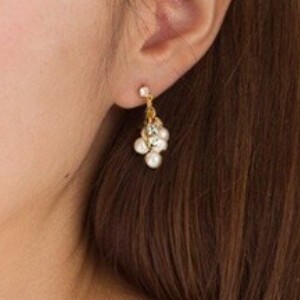 Clip-On Earrings Gold Post Pearl Earrings Jewelry Formal Made in Japan