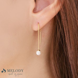 耳环 宝石 珍珠 长款 5mm 日本制造