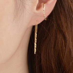 耳环 宝石 长款 条纹/线条 日本制造