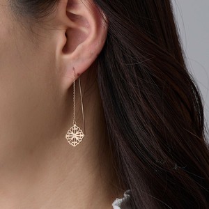 Pierced Earrings Gold Post Jewelry Openwork Pattern Made in Japan
