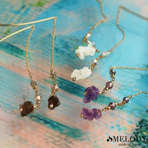 Pierced Earrings Gold Post Natural Stone Jewelry Made in Japan