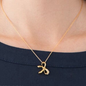 Gold Chain Necklace Pendant Ribbon Jewelry Made in Japan