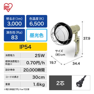 【アイリスオーヤマ　工具・DIY・資材　LEDワークライト】　LED投光器3000lm