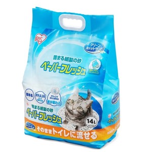 【アイリスオーヤマ　ペット用品・ペットフード　猫砂】　ペーパーフレッシュスタンドパック14L