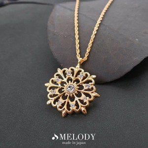 Gold Chain Necklace Flower Ladies fashion Jewelry Made in Japan