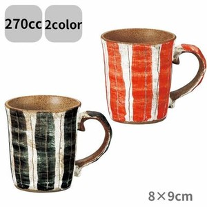白巻十草マグカップ黒・赤 270ml 美濃焼 陶器 日本製
