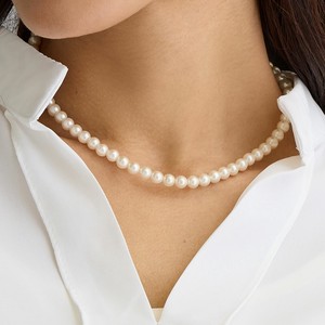 Plain Silver Chain Pearl Necklace Long Jewelry Formal Made in Japan