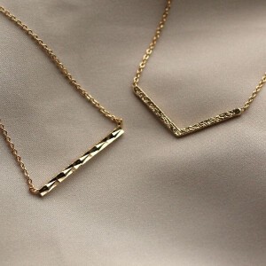 Gold Chain Reversible Necklace Pendant Jewelry Simple Made in Japan