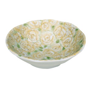 【キッチン雑貨】陶器　エンボス　バラ柄小鉢　小皿　ローズライフ　花柄