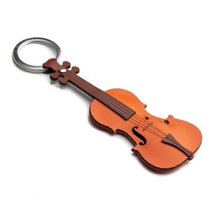 【イタリア製】レザーキーホルダ　本革　楽器　ヴァイオリン　バイオリン
