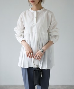 Pleated Button-Up Shirt