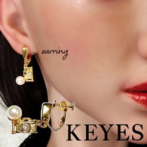 KEYES イヤリング ヴィンテージ カナダ製 キーズ カメラ　パール　レトロ 22KTゴールドプレート earrings